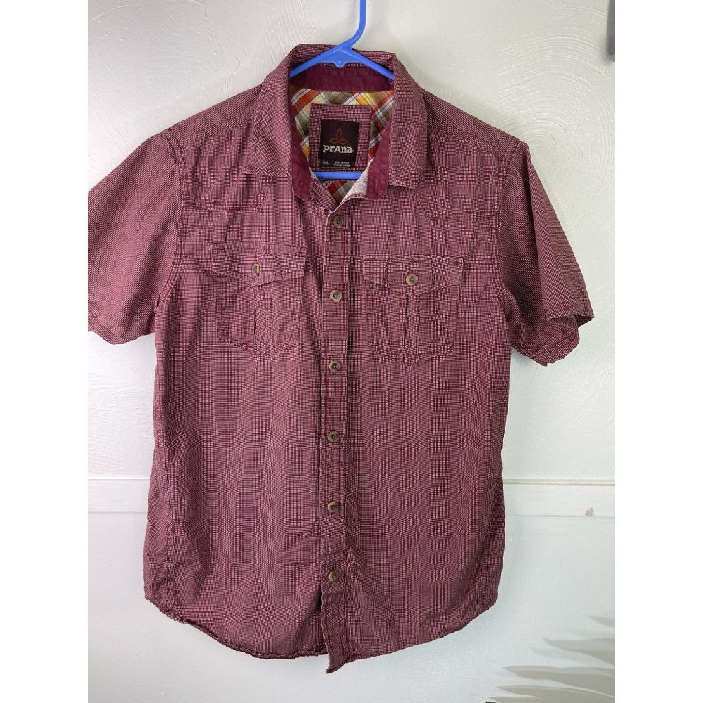 PrAna S Red 100% Cotton Men's Shirt